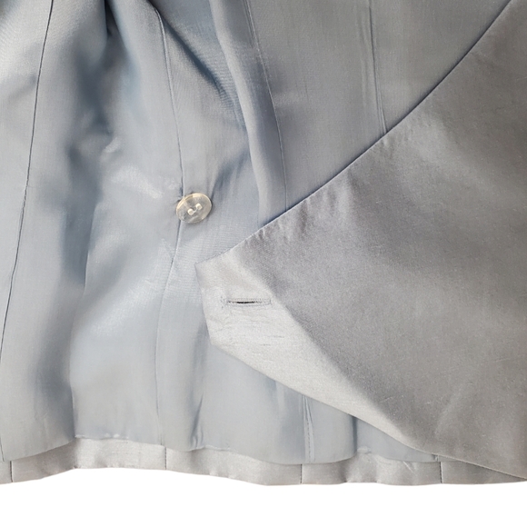 Vntg Kate Hall Silk Wrap Blouse. Blue. 10P - Picture 6 of 13